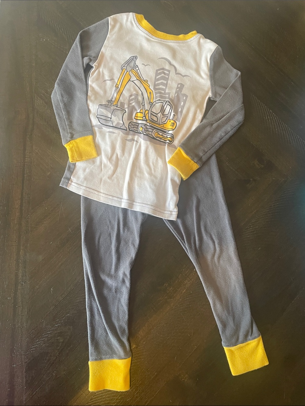 Kirkland Signature Gray & Yellow Excavator Kids Pajama Set